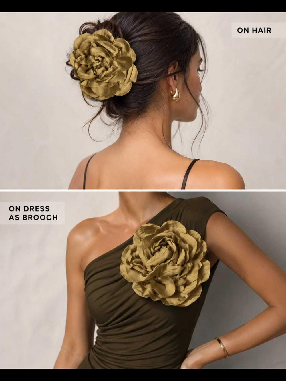 Zara Olive Green Floral Hair Brooch